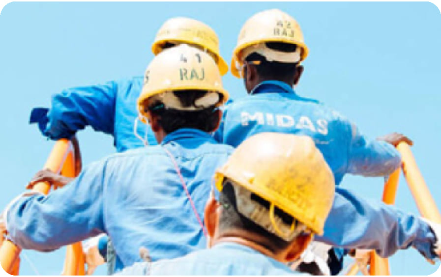Factory workers in production line